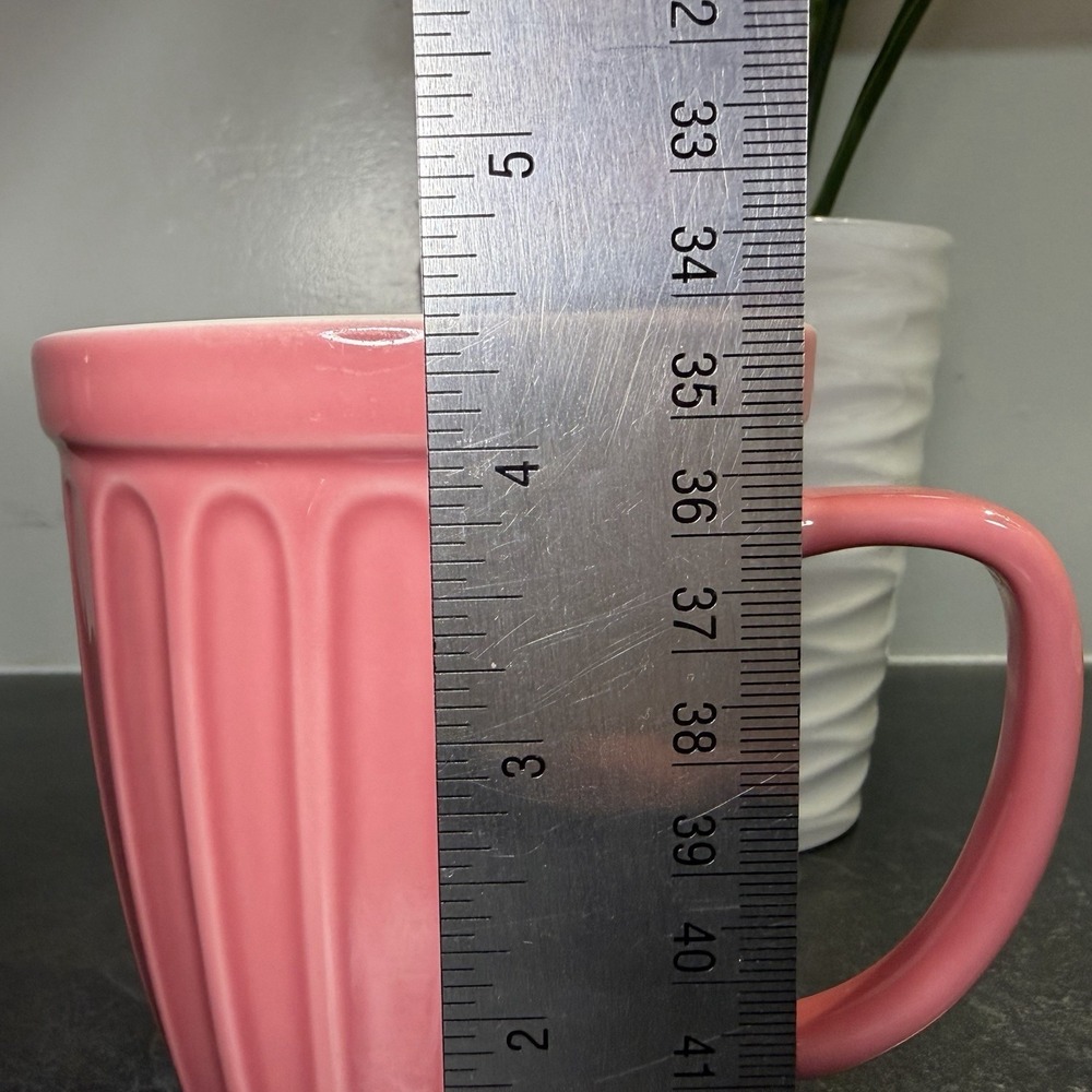 2006 Starbucks Pink Ribbed 16 oz Coffee Cup Mug W Handle Ceramic EUC - Picture 8 of 8